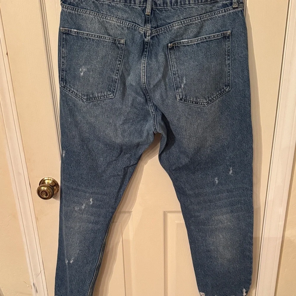 Topman Relaxed Fit Distressed Blue Jeans